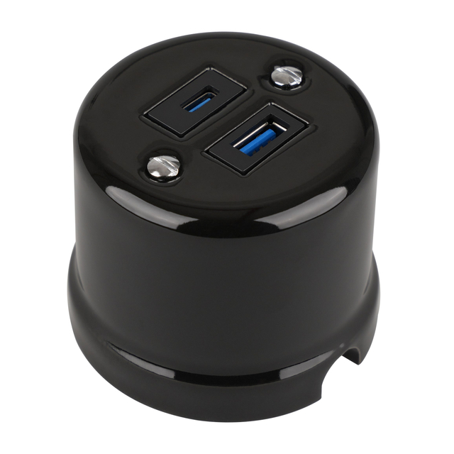  USB-A+USB-C 20W 5V-4A vintage Società di ricarica montata su superficie