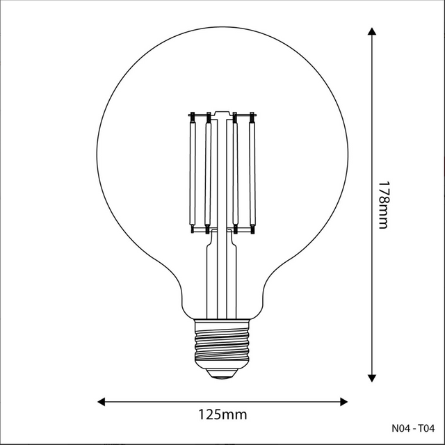 Lampadina LED G125 7W Globo Trasparente 806Lm E27 2700K Dimmerabile